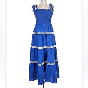 Entro Blue Maxi Dress with White Accents